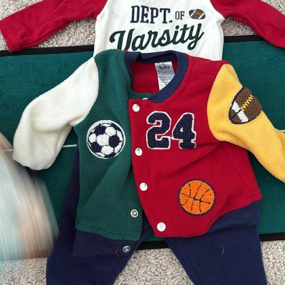 Baby Essentials Red and Green Sports Hoodie